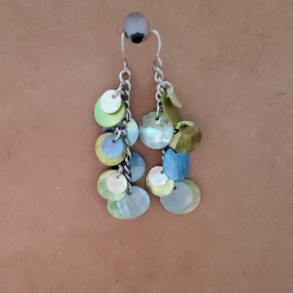 Dangle blue and green circle earrings